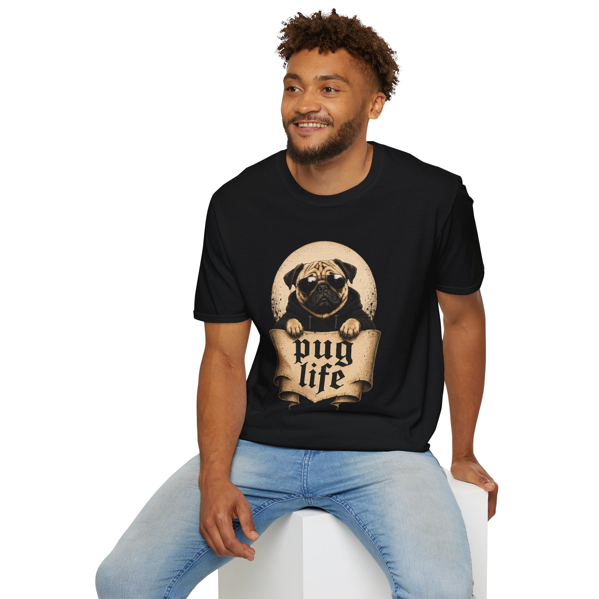Vintage Pug Graphic Tee - Front Print