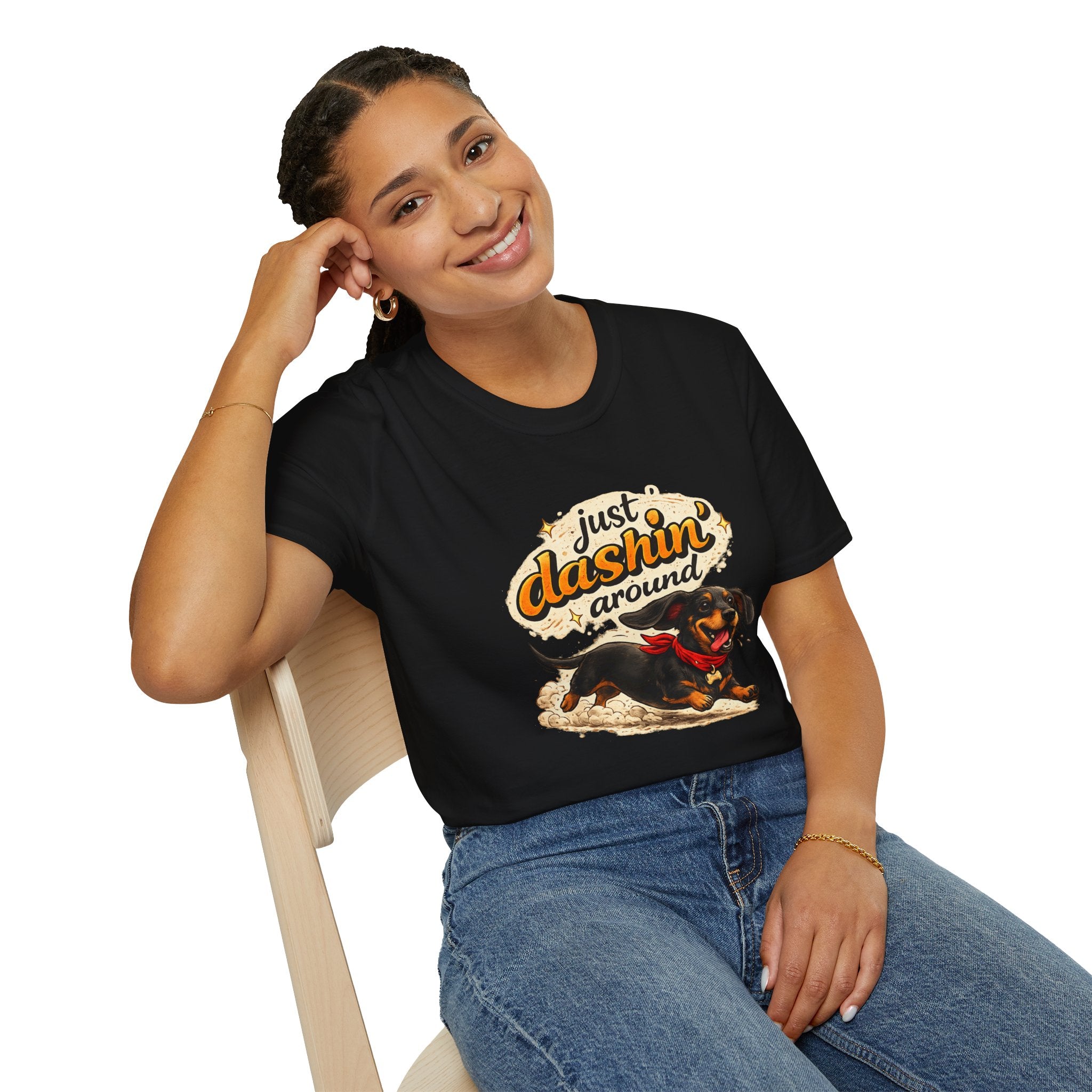 Just Dashin’ Around - Dachshund Front Print T-Shirt