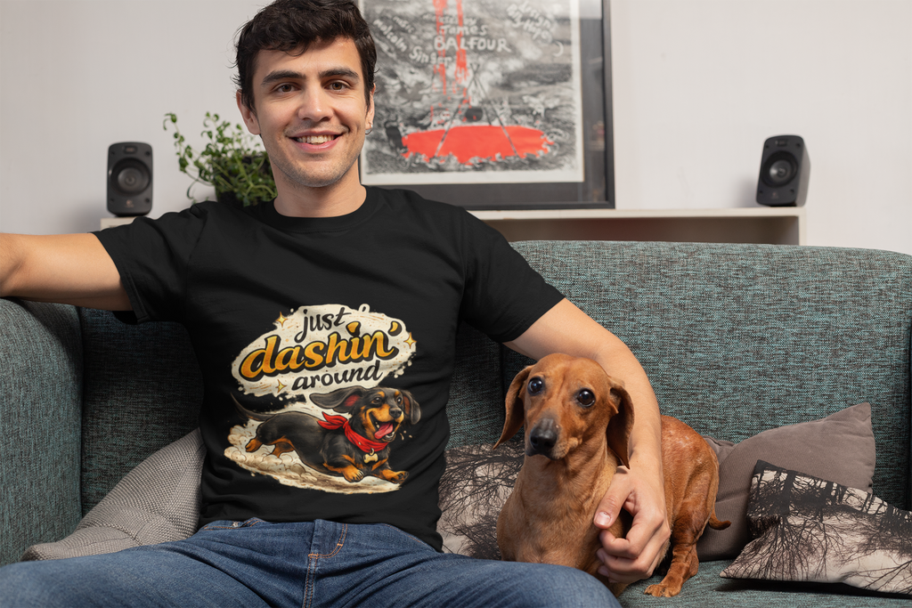 Just Dashin’ Around - Dachshund Front Print T-Shirt