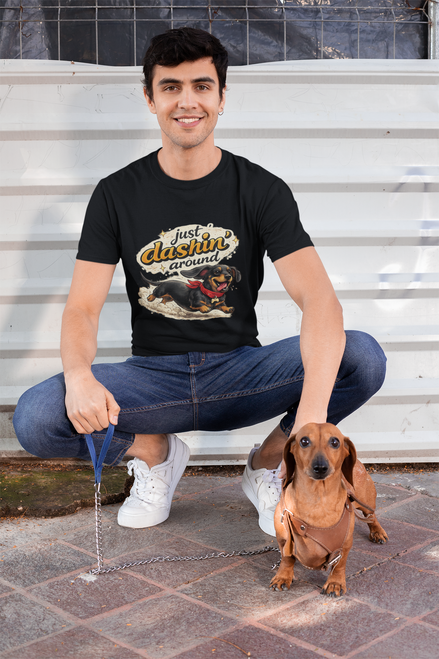 Just Dashin’ Around - Dachshund Front Print T-Shirt