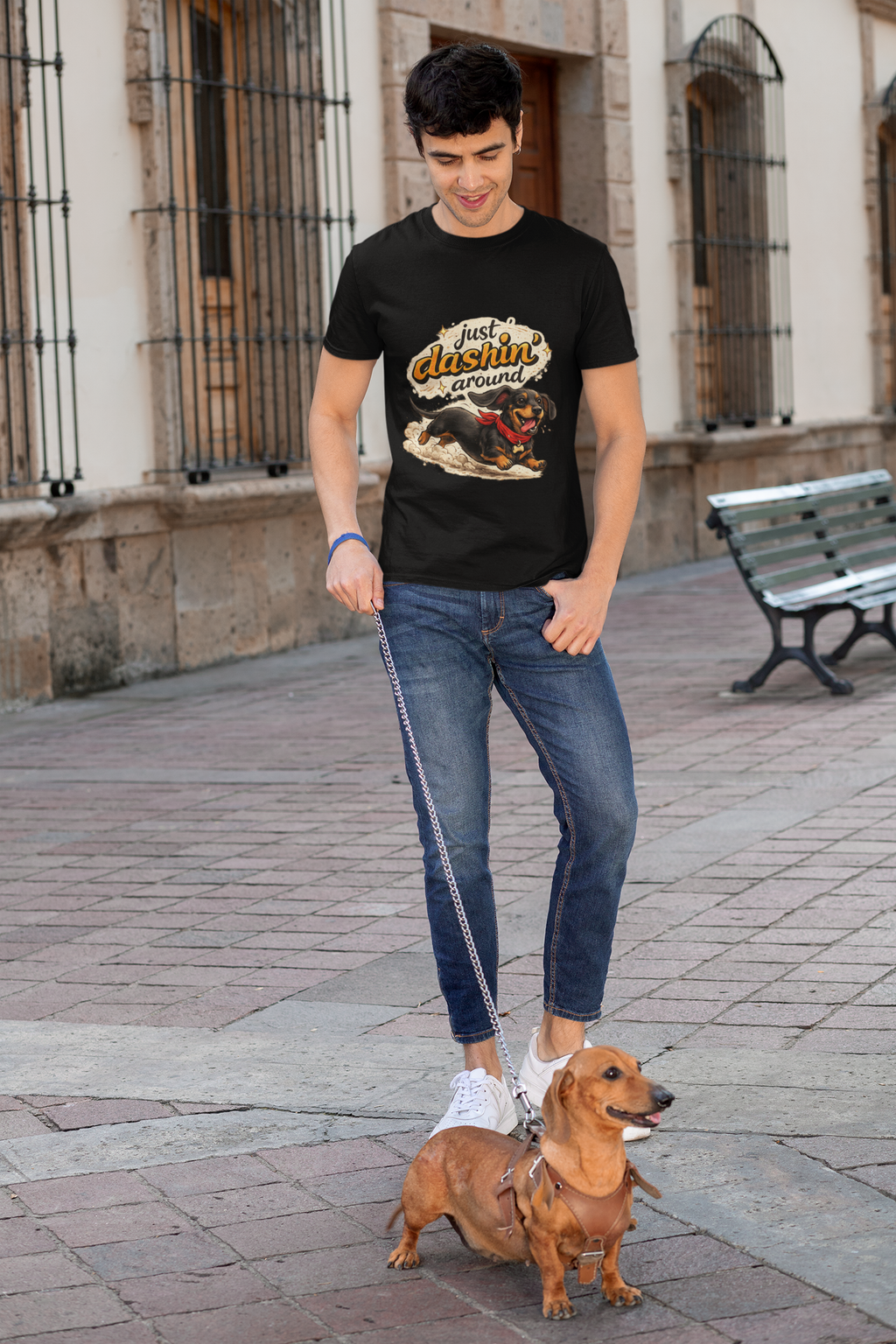Just Dashin’ Around - Dachshund Front Print T-Shirt